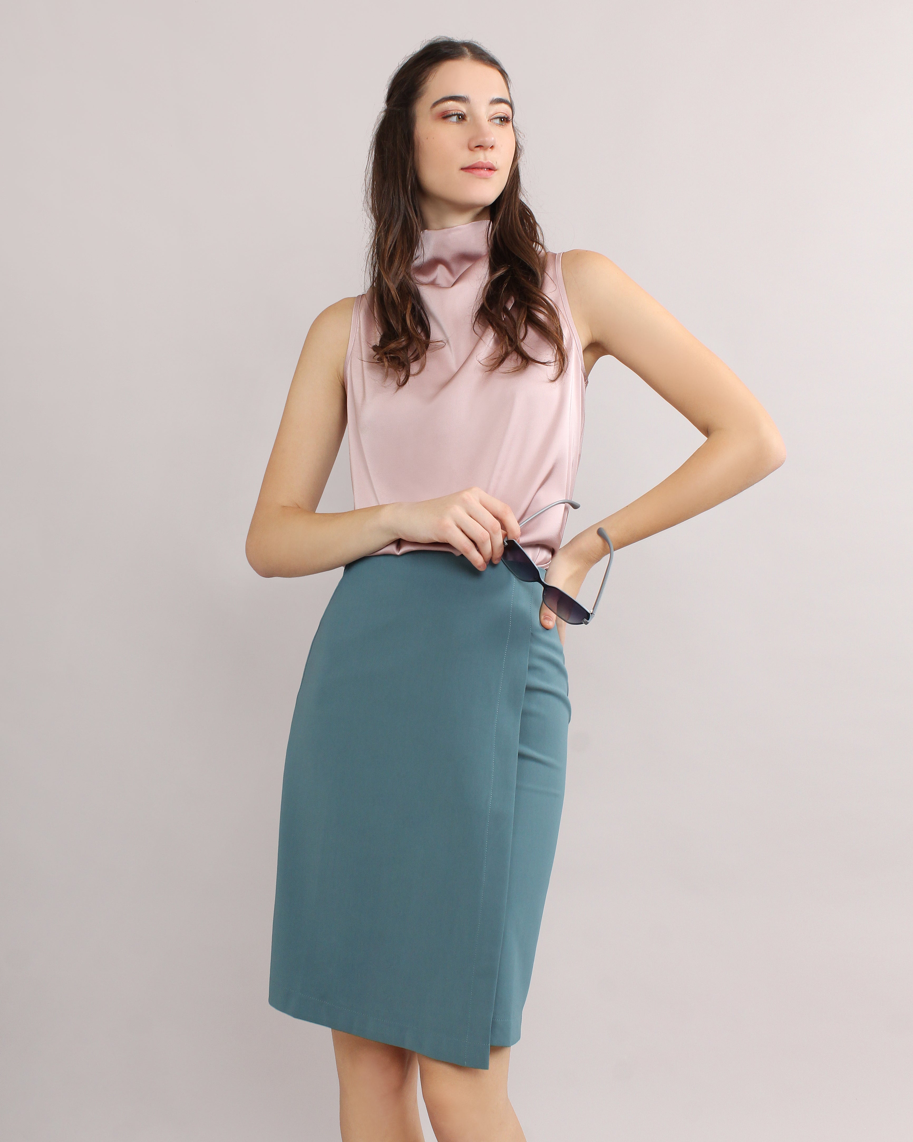 Satin Turtle Neck Top