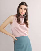 Satin Turtle Neck Top