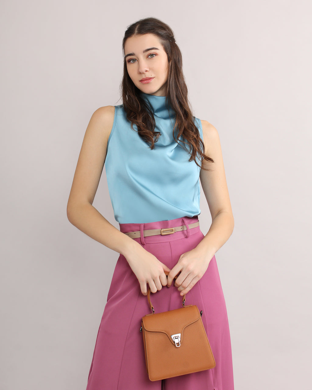 Satin Turtle Neck Top