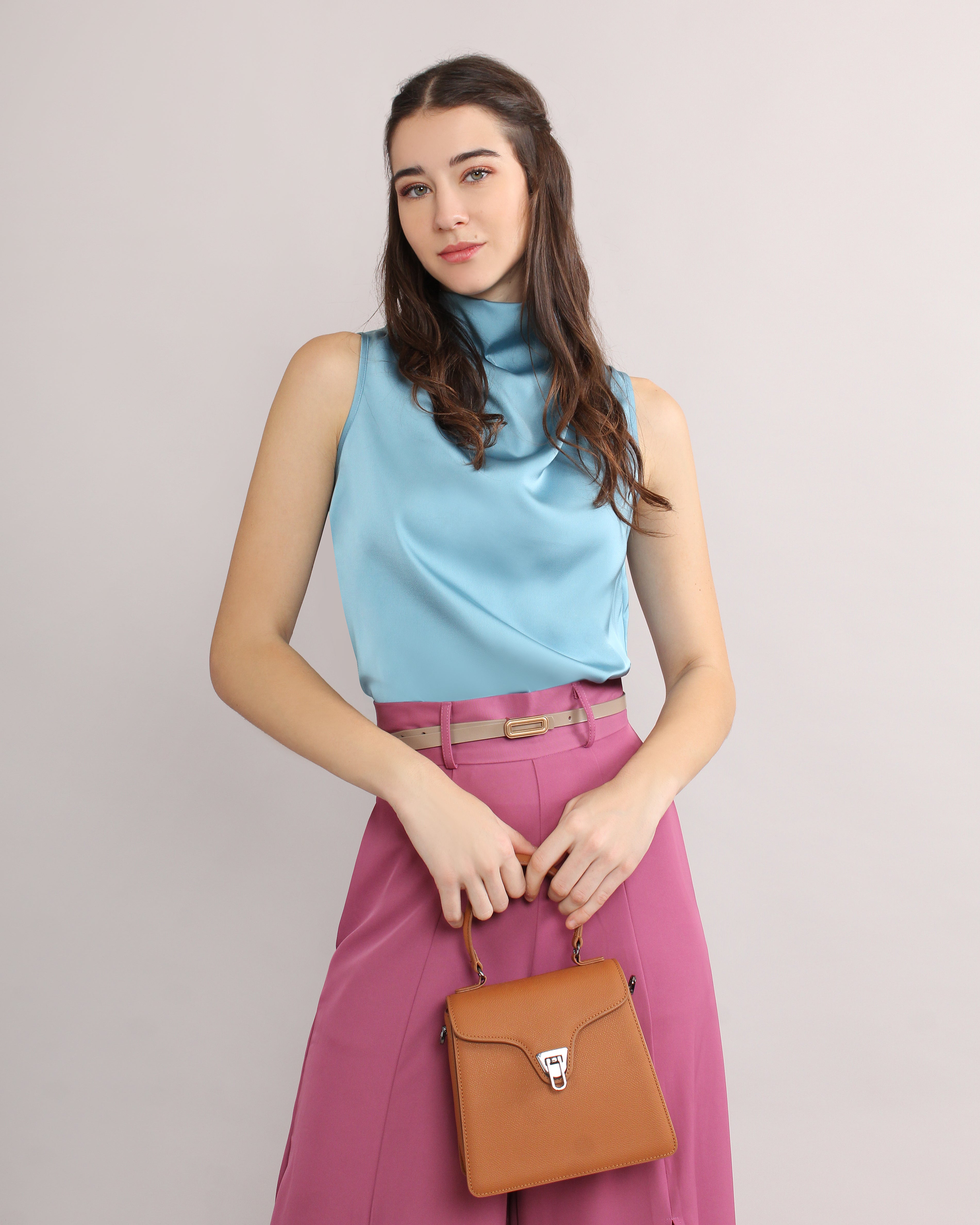 Satin Turtle Neck Top
