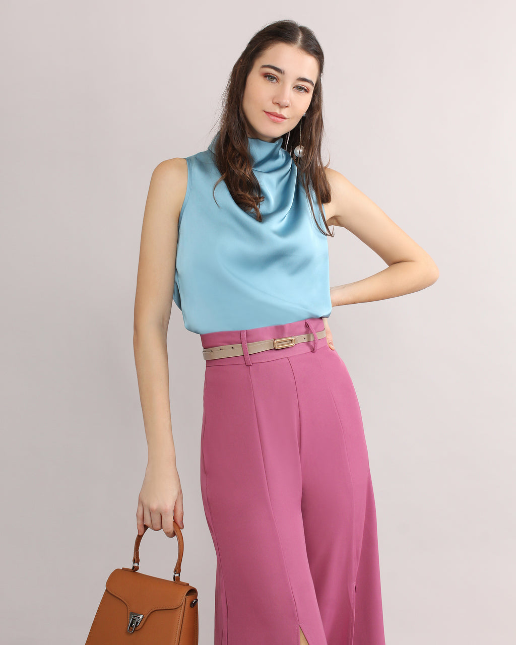 Satin Turtle Neck Top