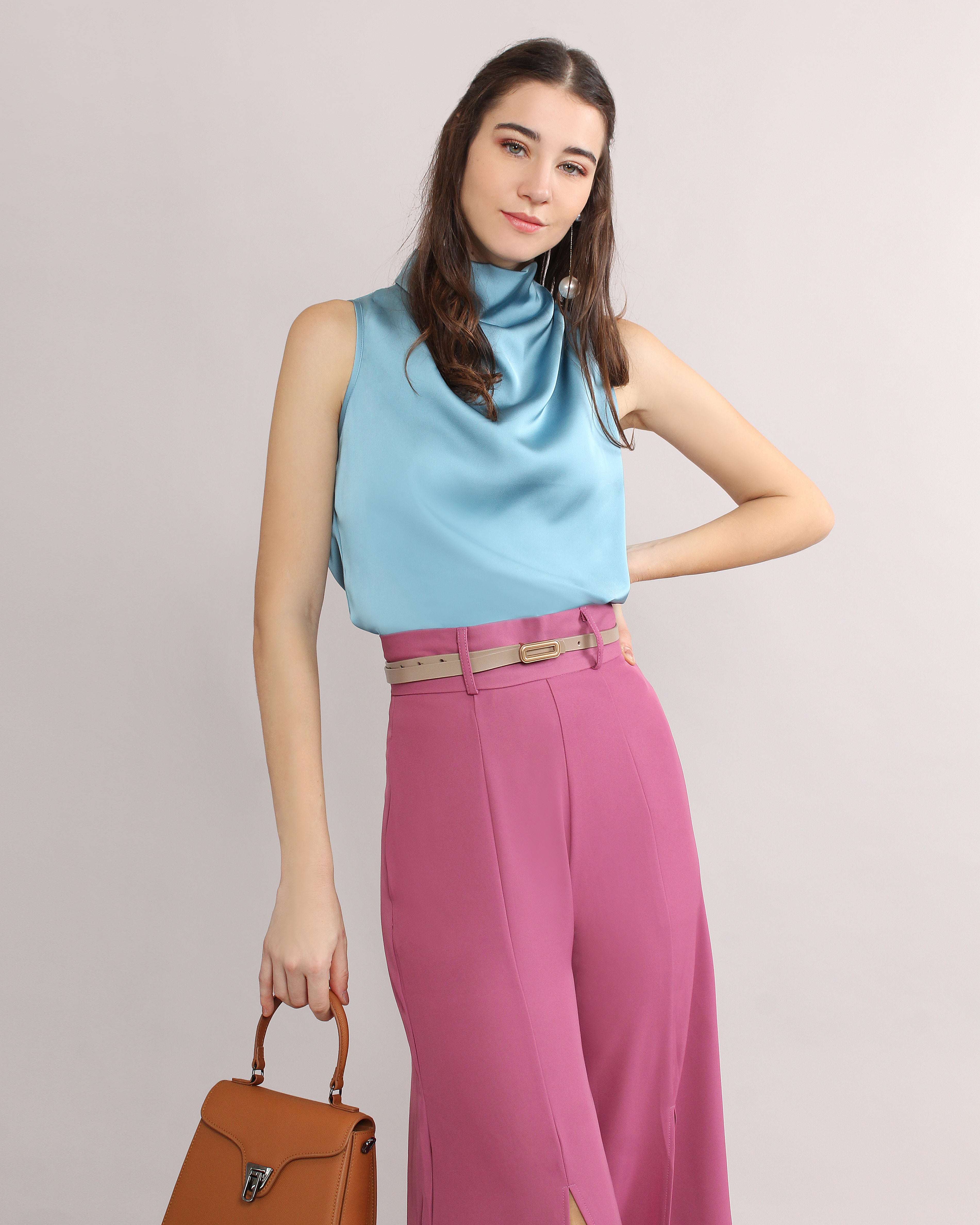 Satin Turtle Neck Top
