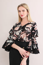 Floral Flare Sleeve Blouse