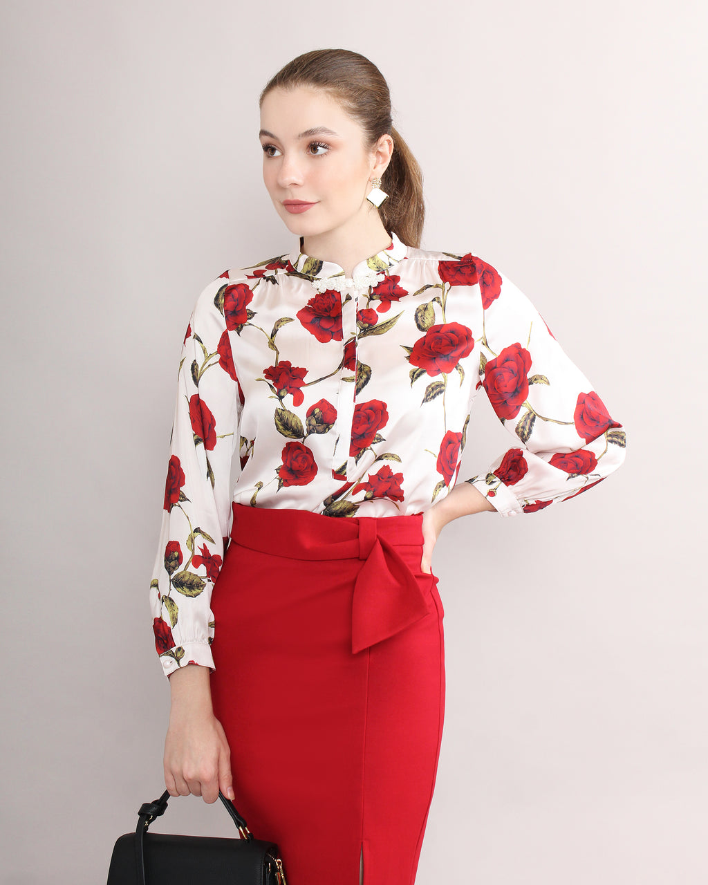 Jade Elysia Satin Frog Button Knot Cheongsam Blouse