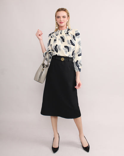 Office Wear Back Slit Slim Midi Skirt