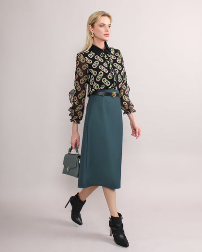 Office Wear Back Slit Slim Midi Skirt