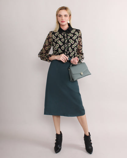 Office Wear Back Slit Slim Midi Skirt