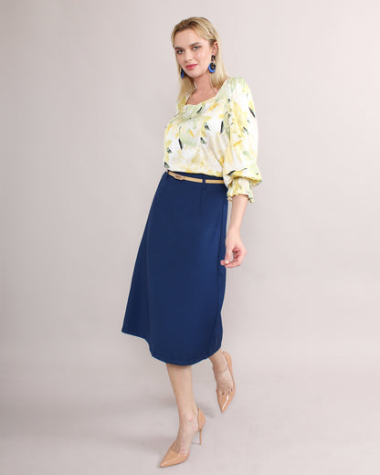 Office Wear Back Slit Slim Midi Skirt